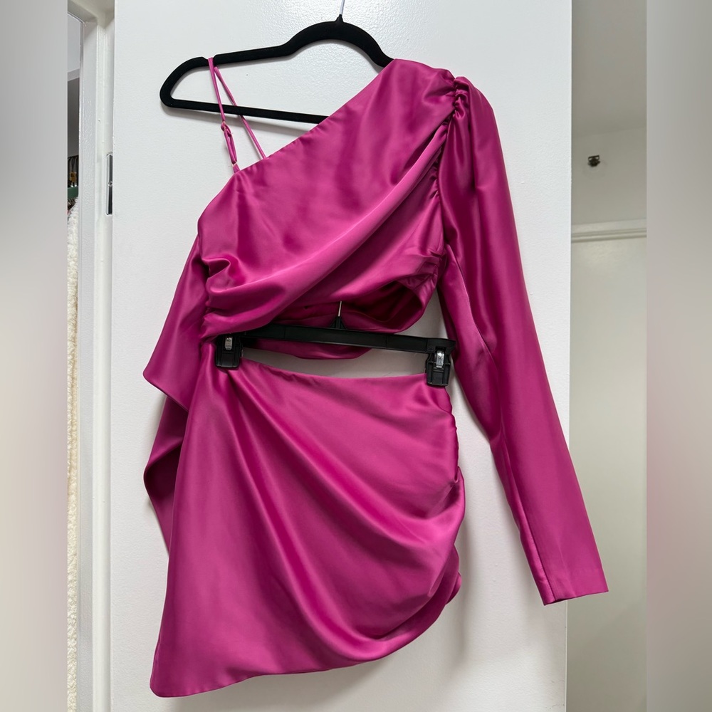 Lovers + Friends Fuchsia One-Shoulder Dress